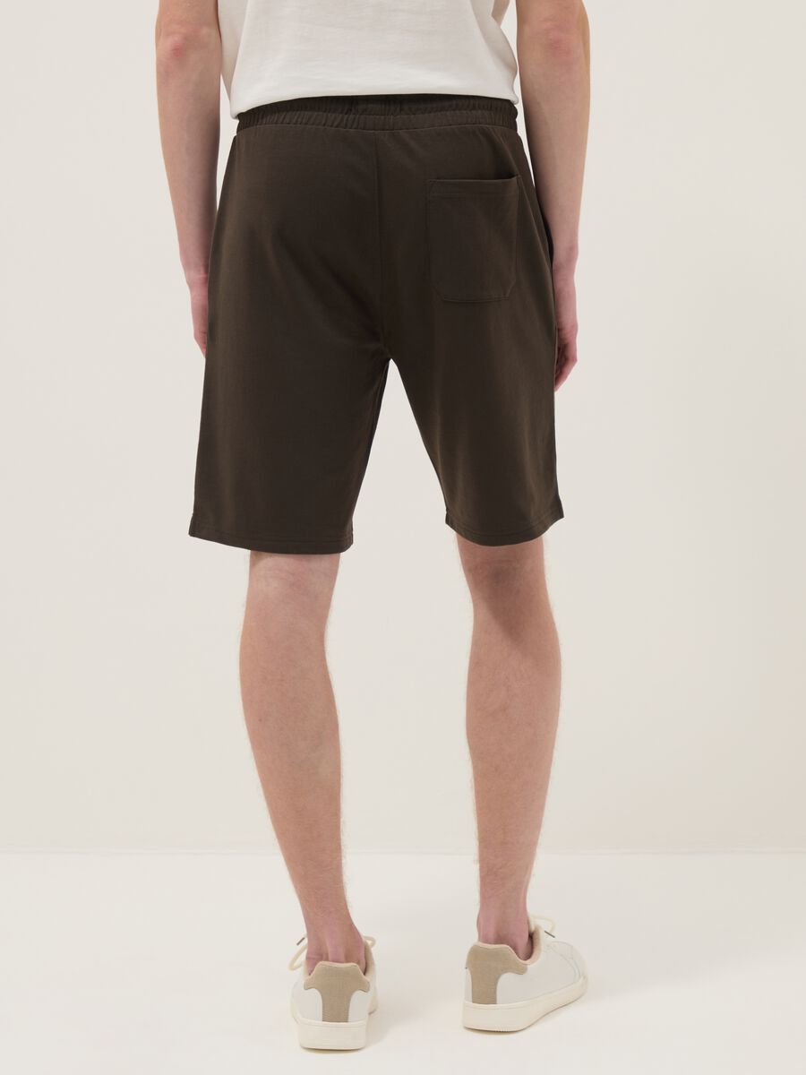 Brown cotton blend regular fit shorts_2