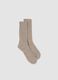 Beige ribbed socks in wool, viscose and stretch cashmere_0