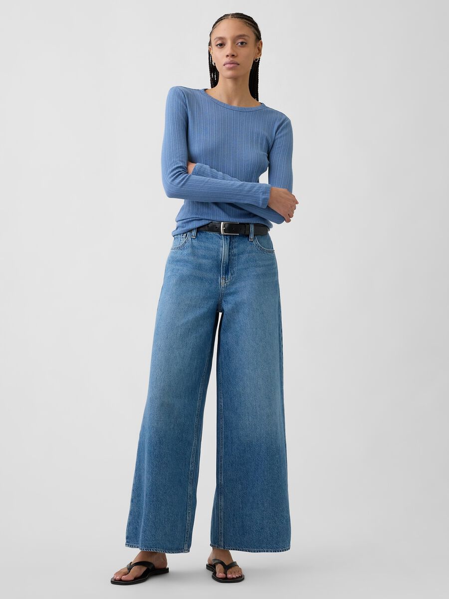 Jeans wide leg in puro cotone_0