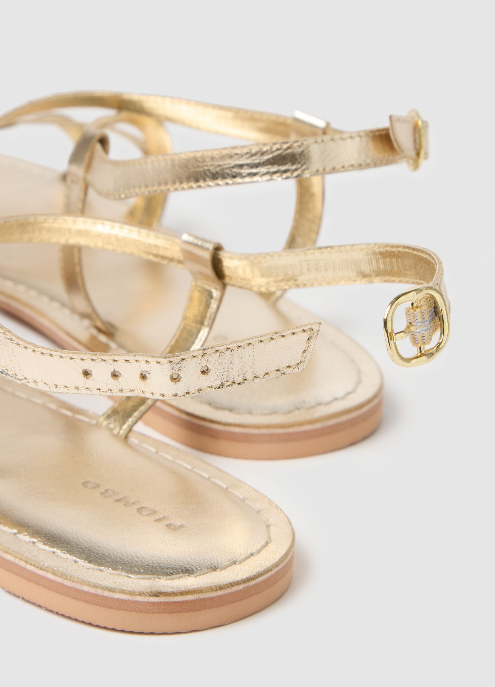 Sandali da donna in vera pelle oro