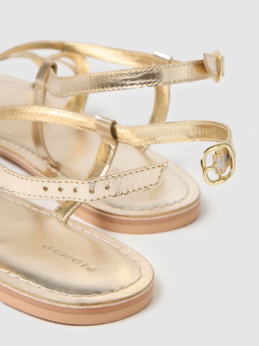 Women's Gold Genuine Leather Sandals_1