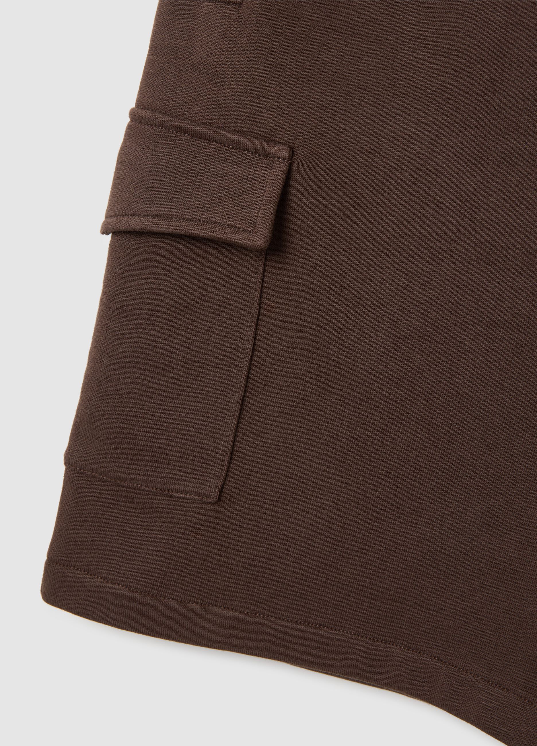 Shorts da uomo in misto cotone marroni relaxed fit