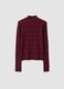 Dark red viscose-blend fitted jumper with funnel neck_4