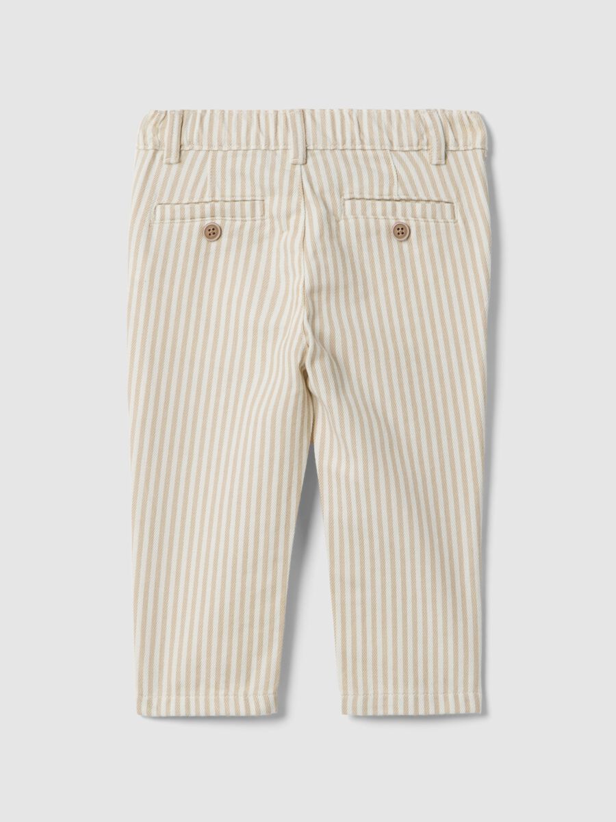 Pantaloni chino in puro cotone a righe multicolor da bimbo regular fit_1