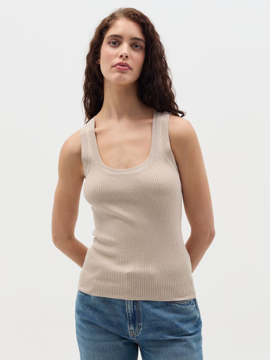 Ribbed lurex tank top_1