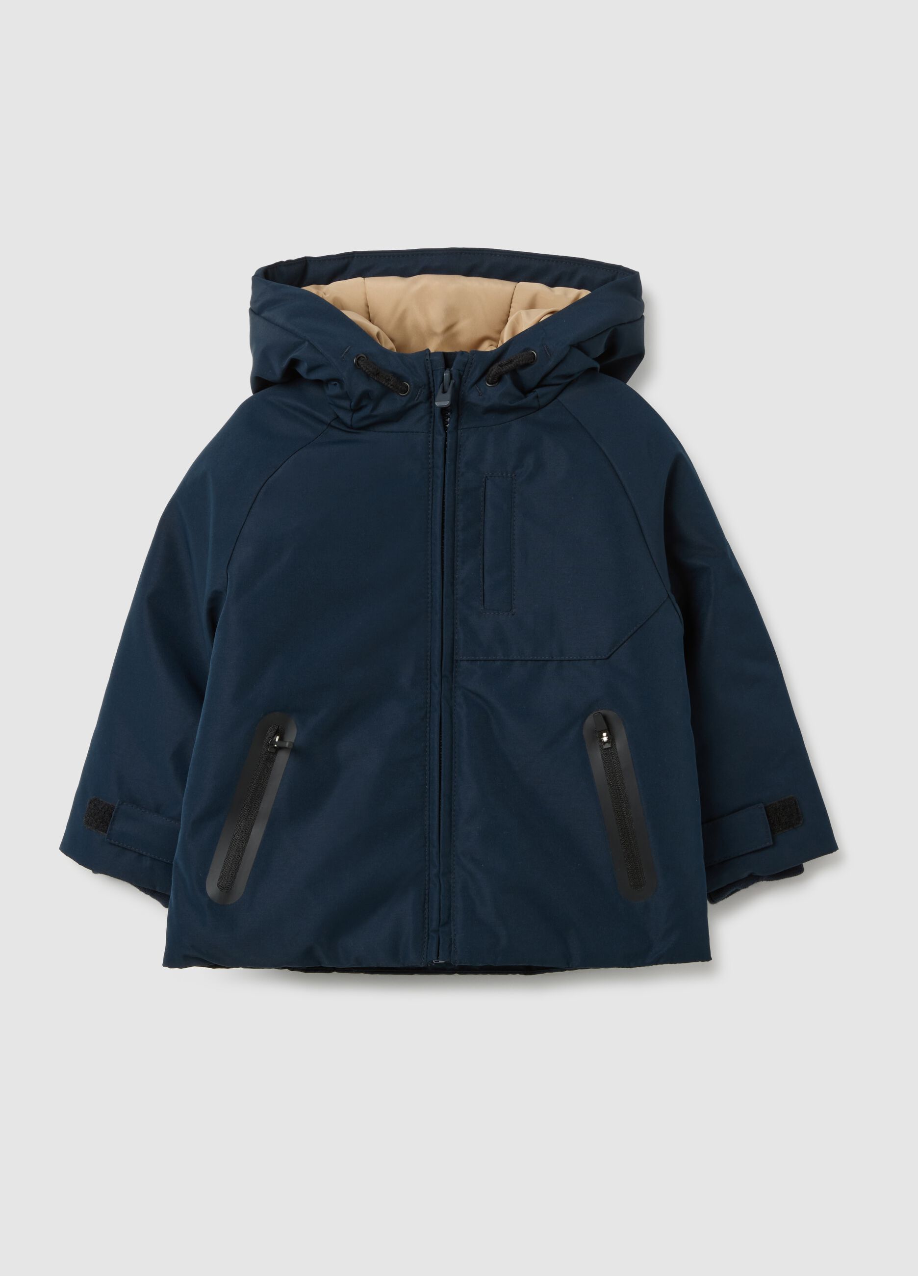 Children's blue regular fit jacket with hood