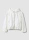 White hooded rain jacket with zip for girls_4