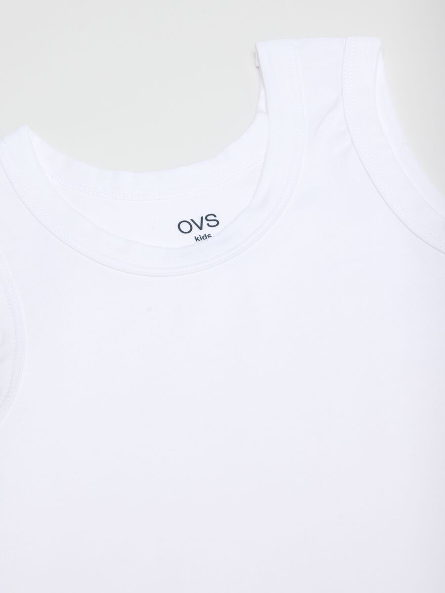 Bipack canottiere in cotone elasticizzato bianco da bambino regular fit_2