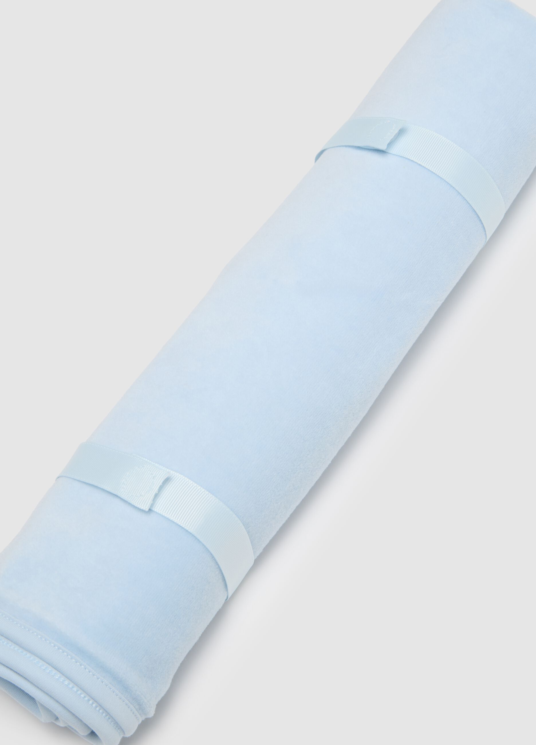 Blue cotton baby blanket with teddy bears