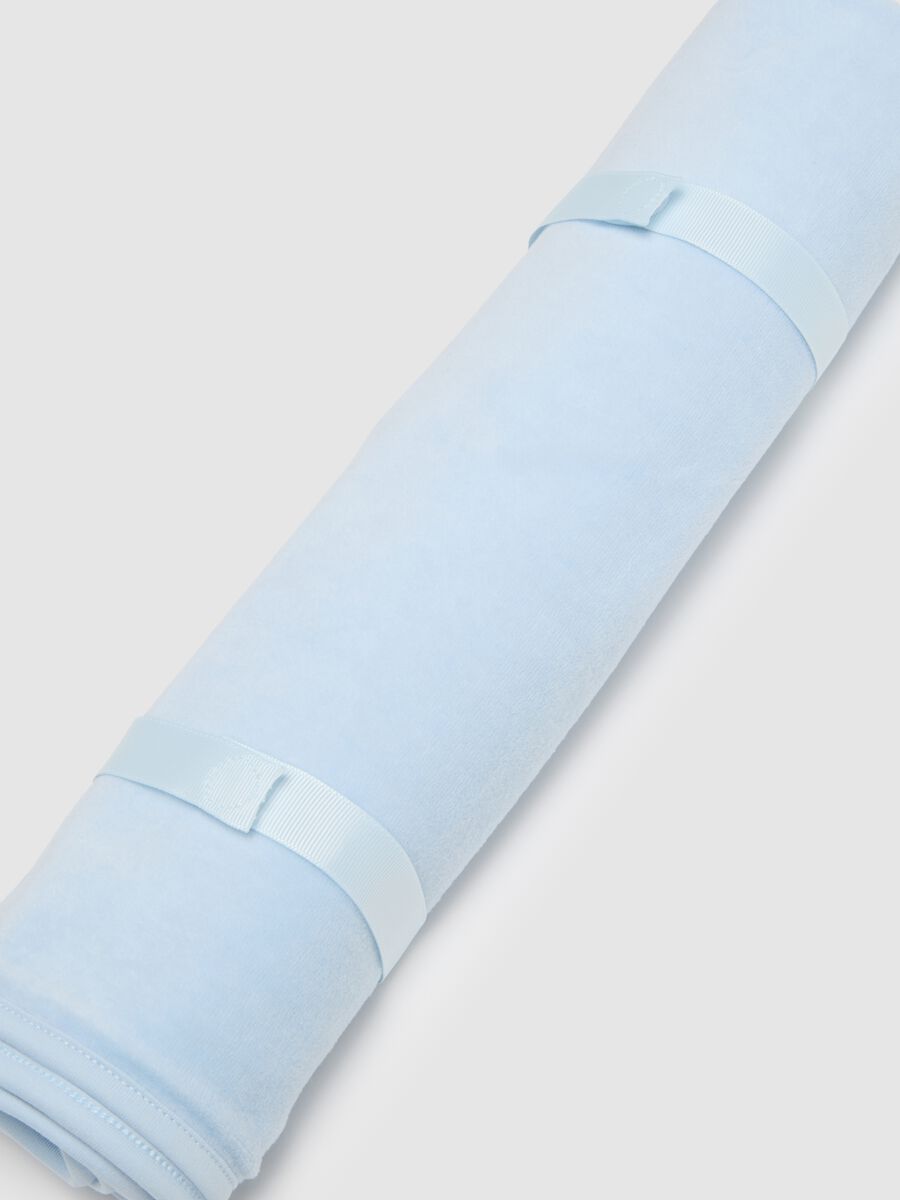 Blue cotton baby blanket with teddy bears_2