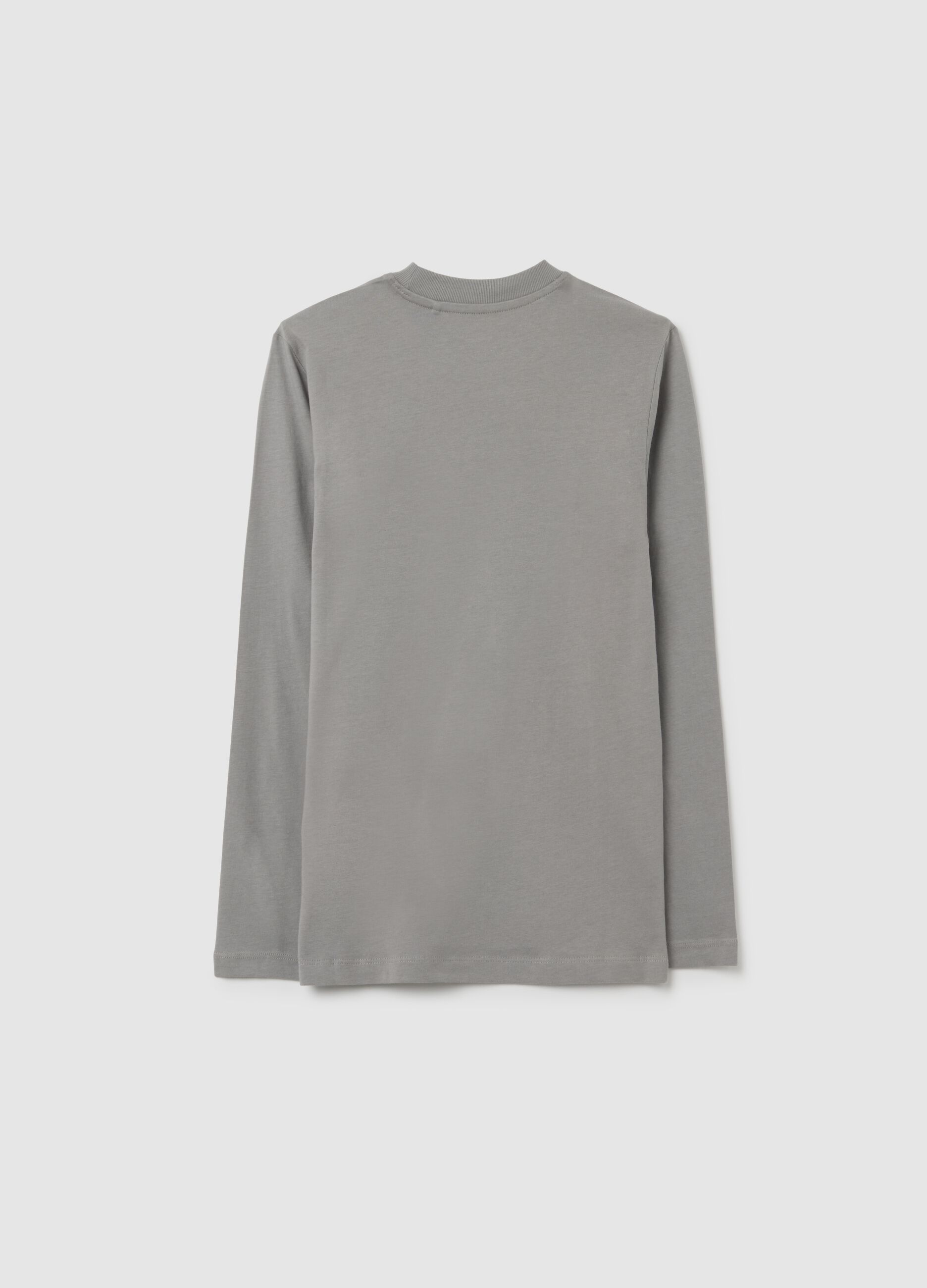 Boys' grey oversized pure cotton T-shirt