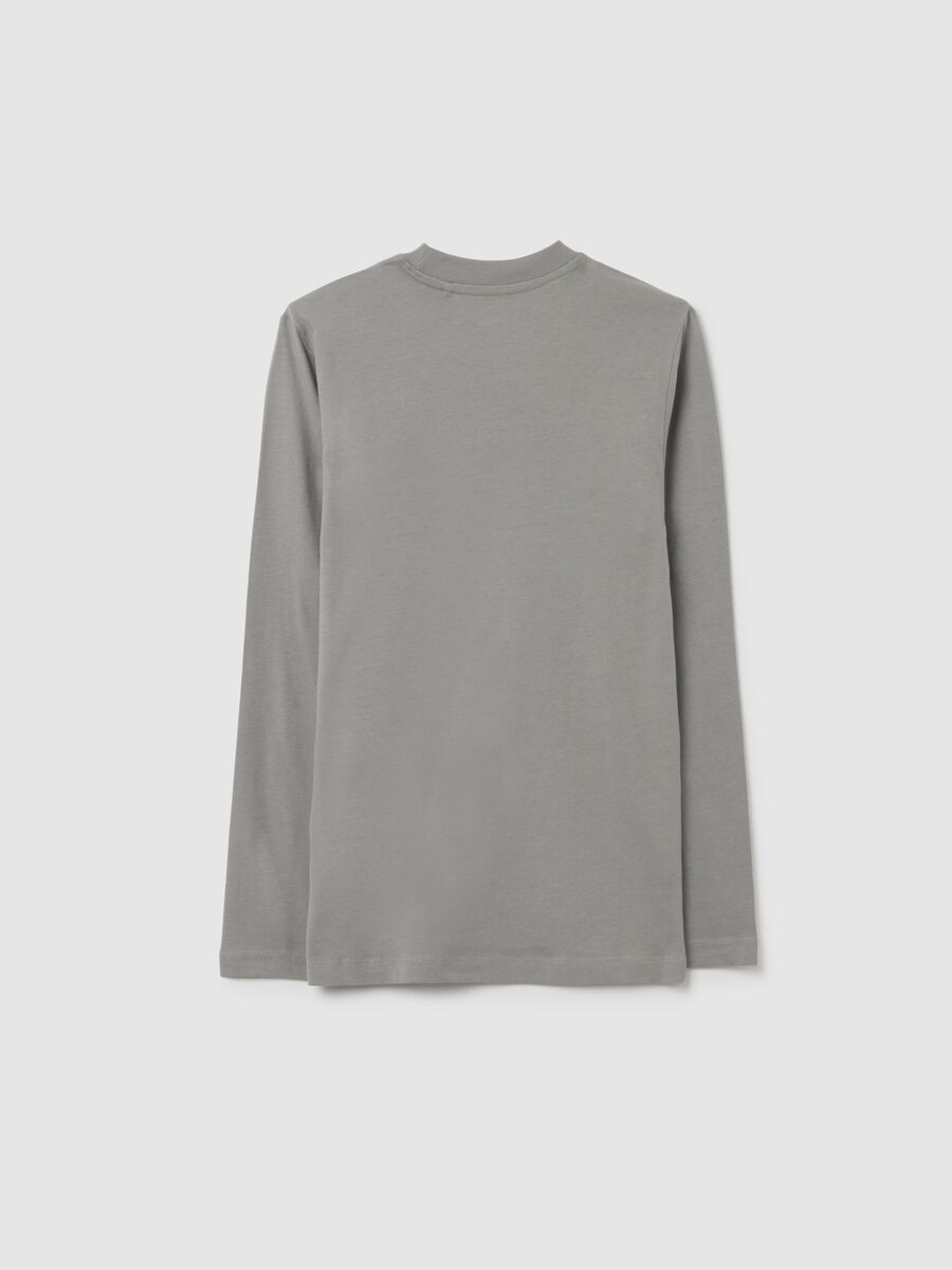 T-shirt da ragazzo in puro cotone grigia oversize_1