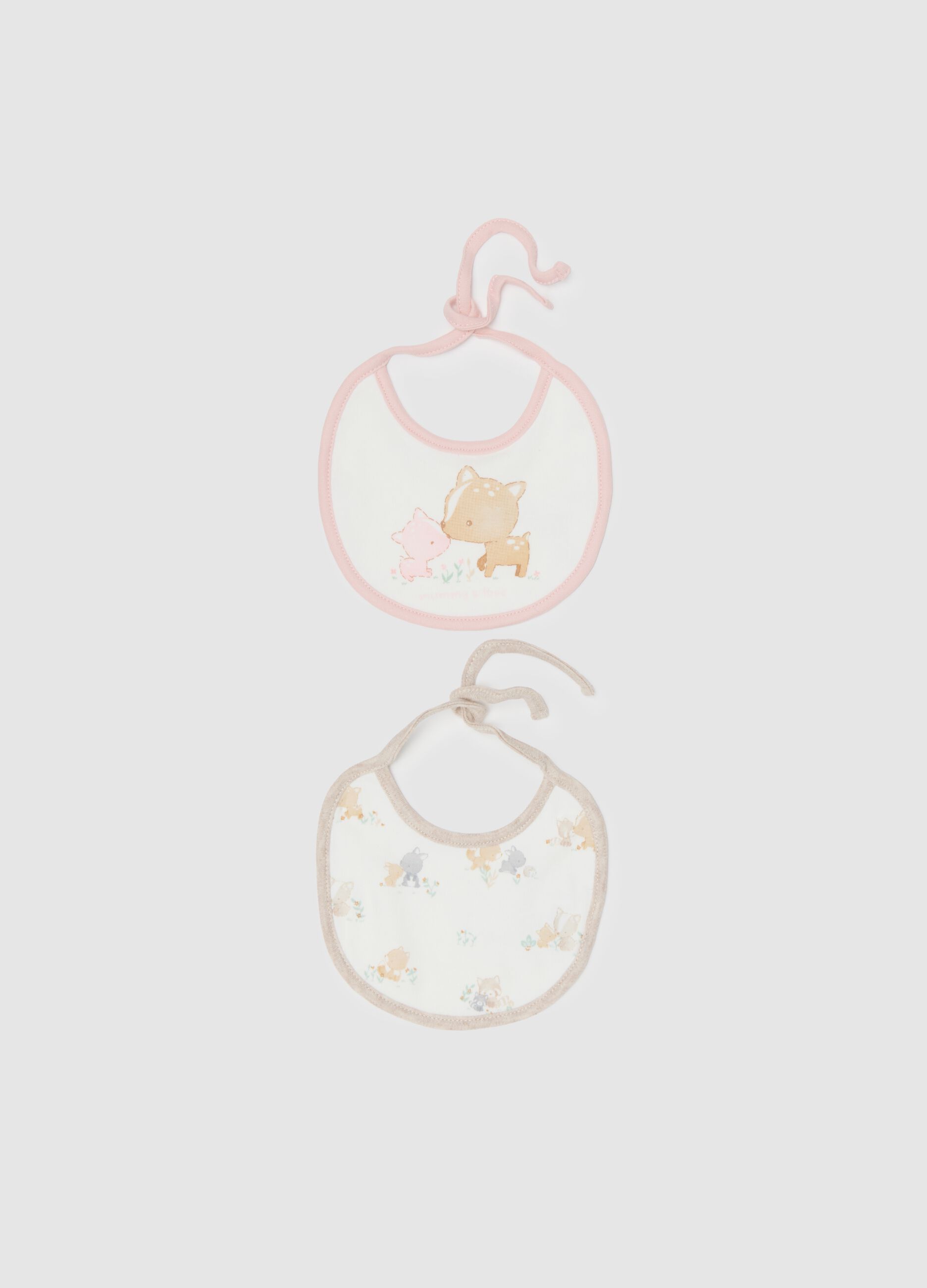 Two-pack baby bibs in pure multicolour cotton