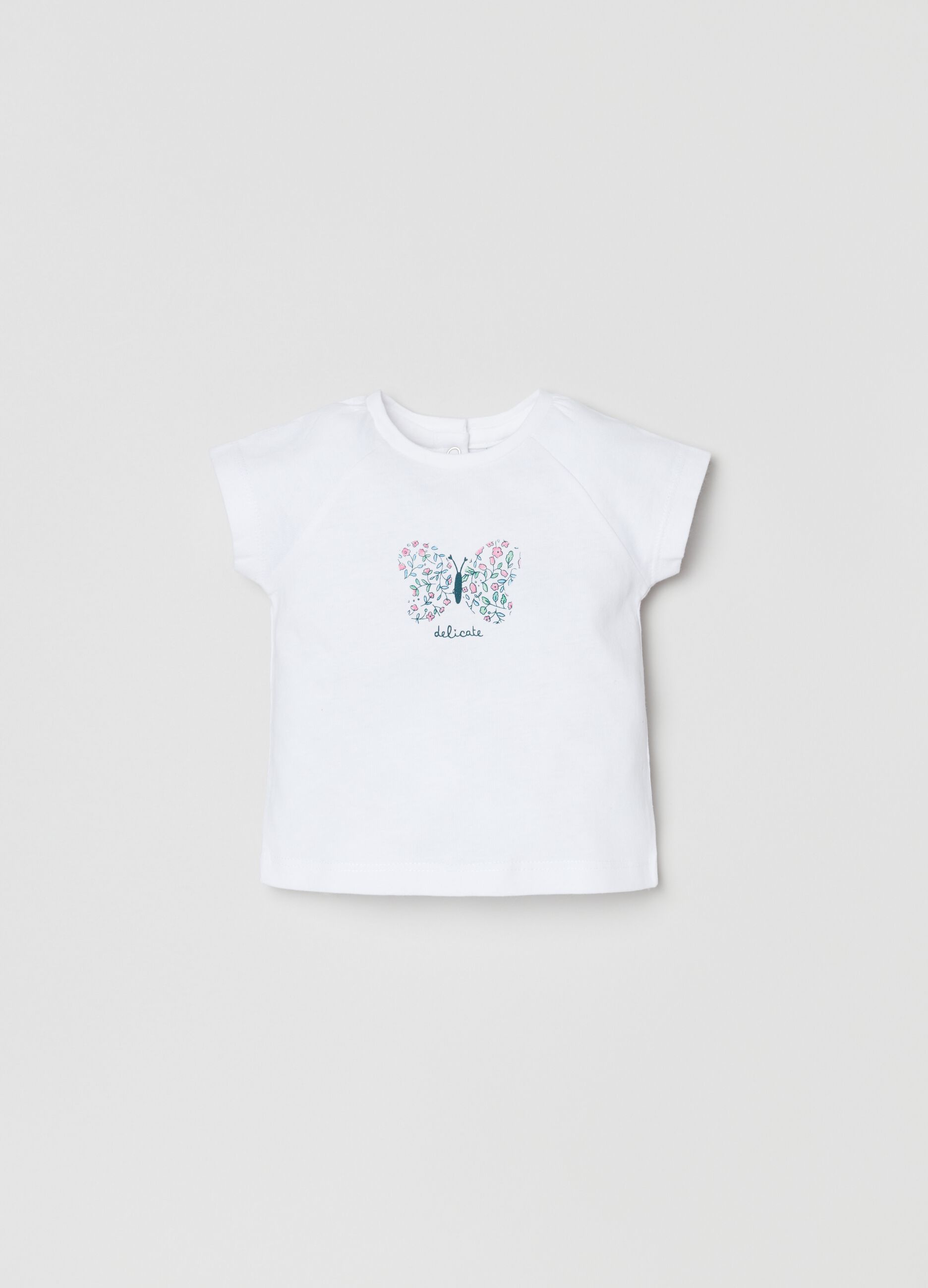 T-shirt in cotone con stampa farfalla
