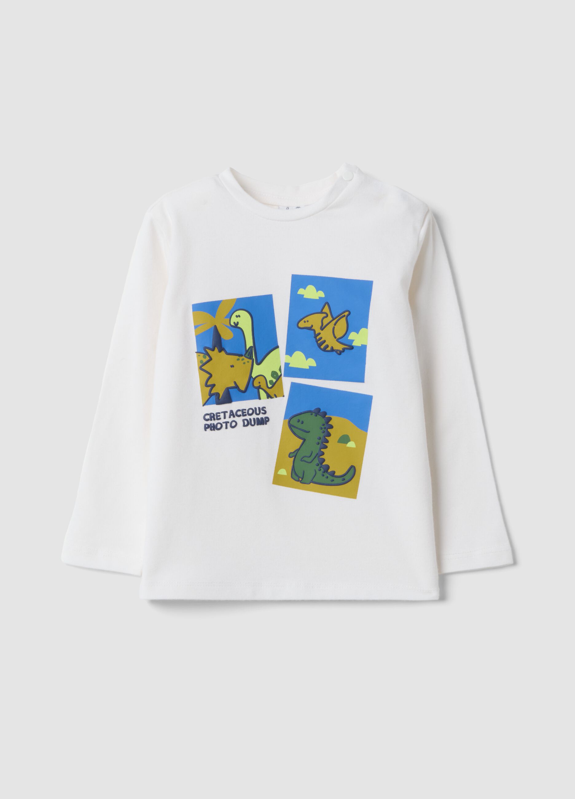 T-shirt bianca girocollo in cotone organico elasticizzato