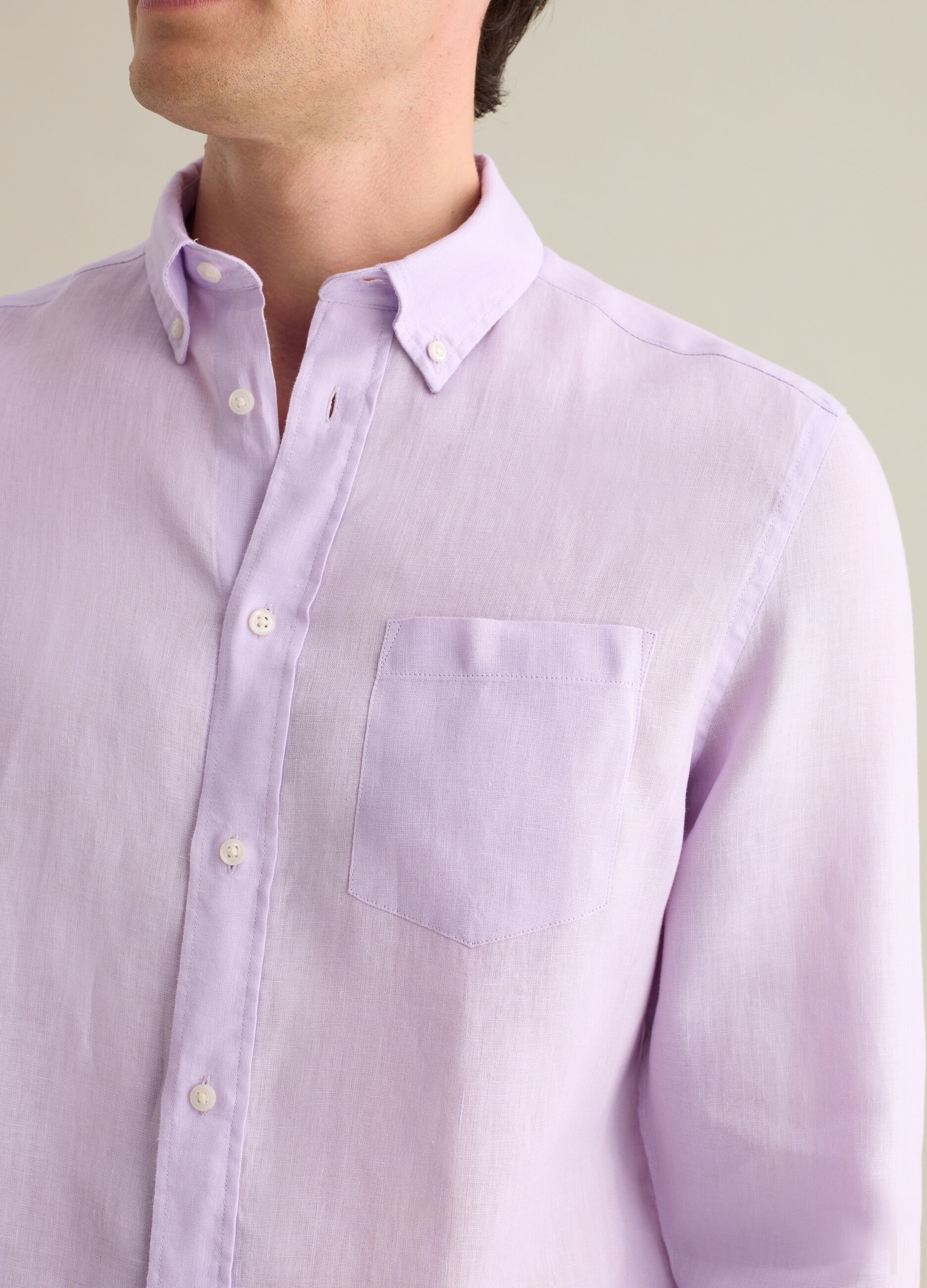 Purple Regular Linen Shirt Piombo