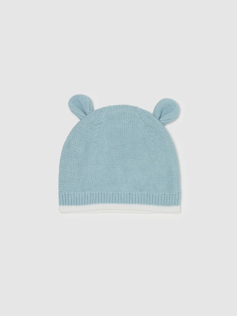 Hat with ears and striped edging_0
