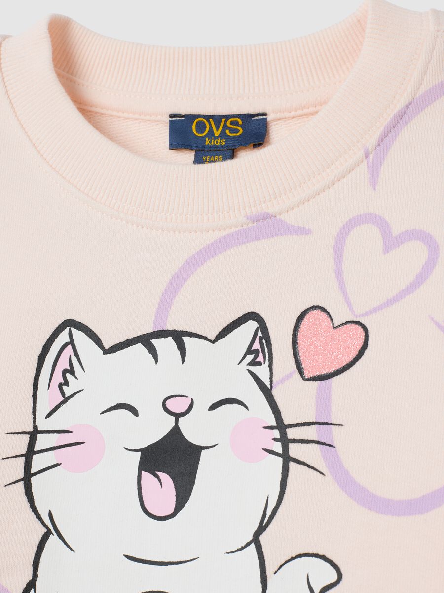 Girls' pink cotton sweatshirt and trousers set_3