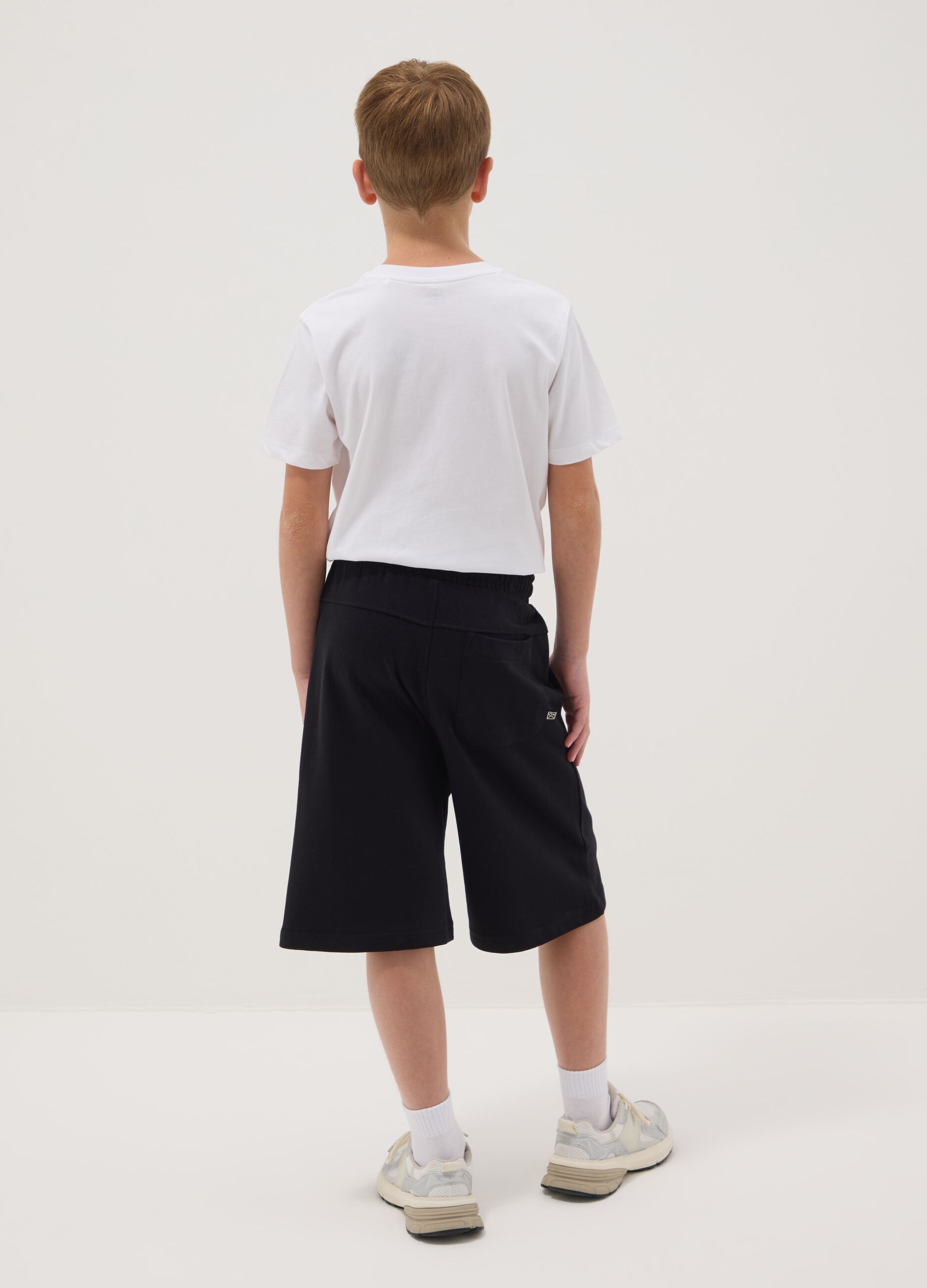 Boys' black pure cotton shorts, relaxed fit