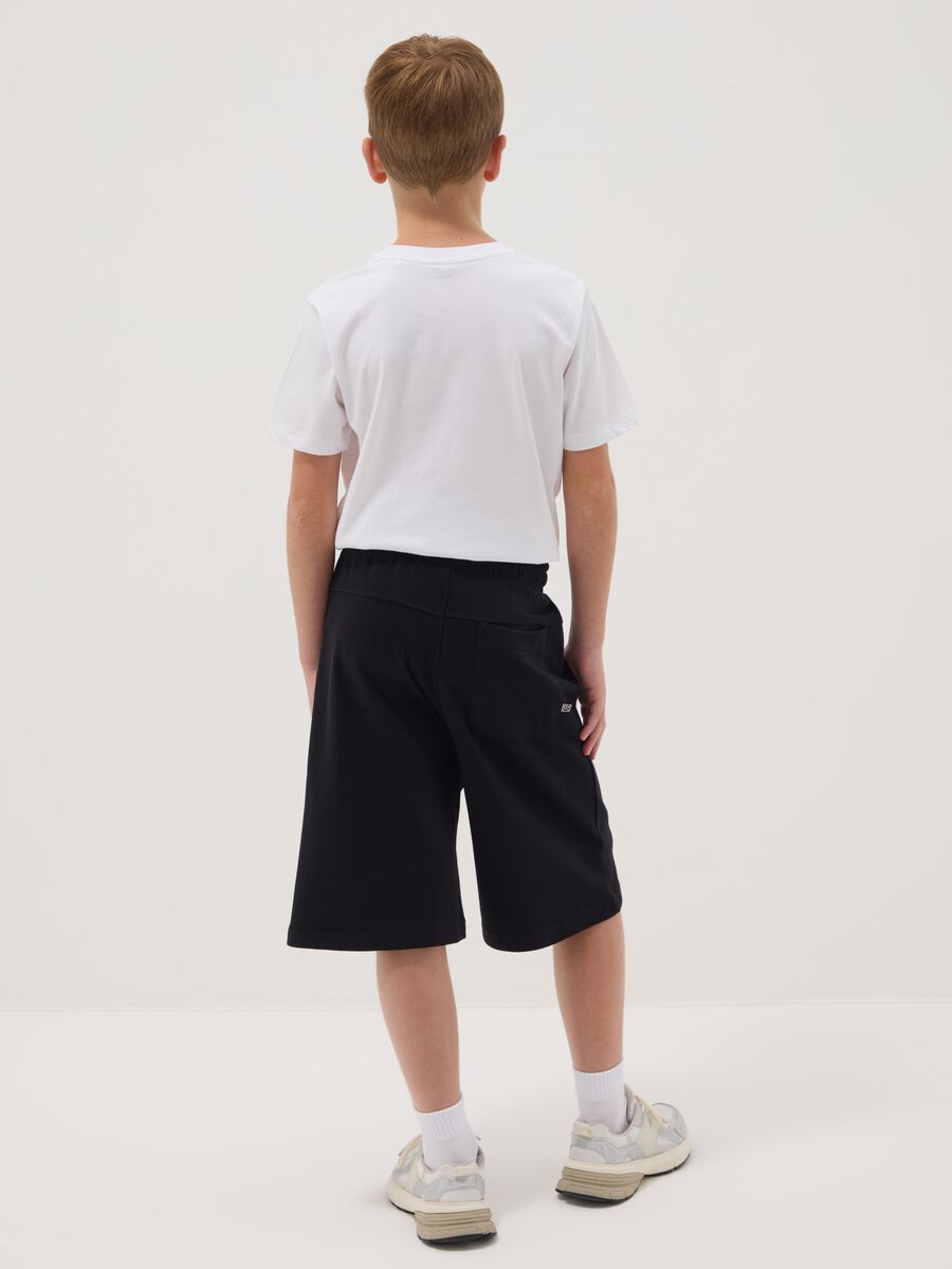 Boys' black pure cotton shorts, relaxed fit_2