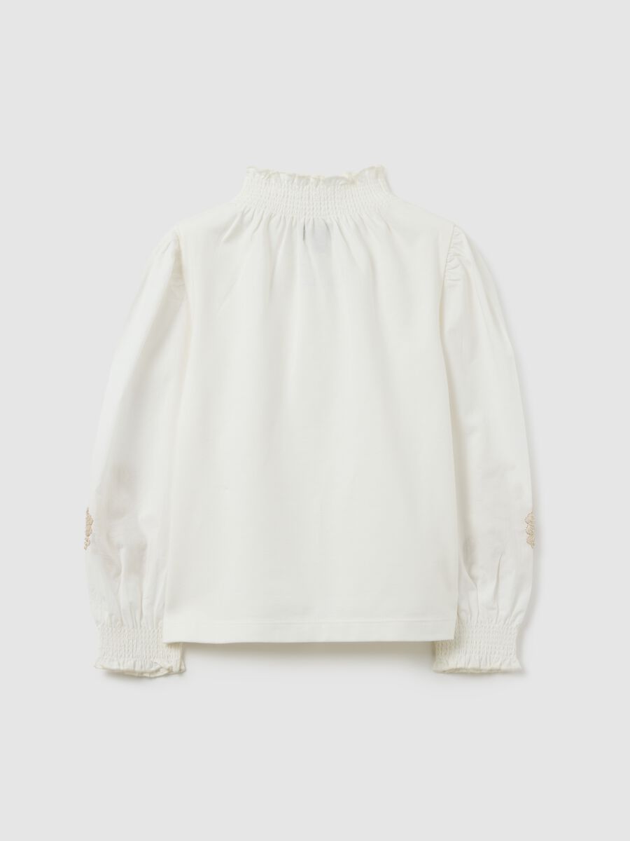 Maglia bianca da ragazza in misto cotone regular fit con ricami_4