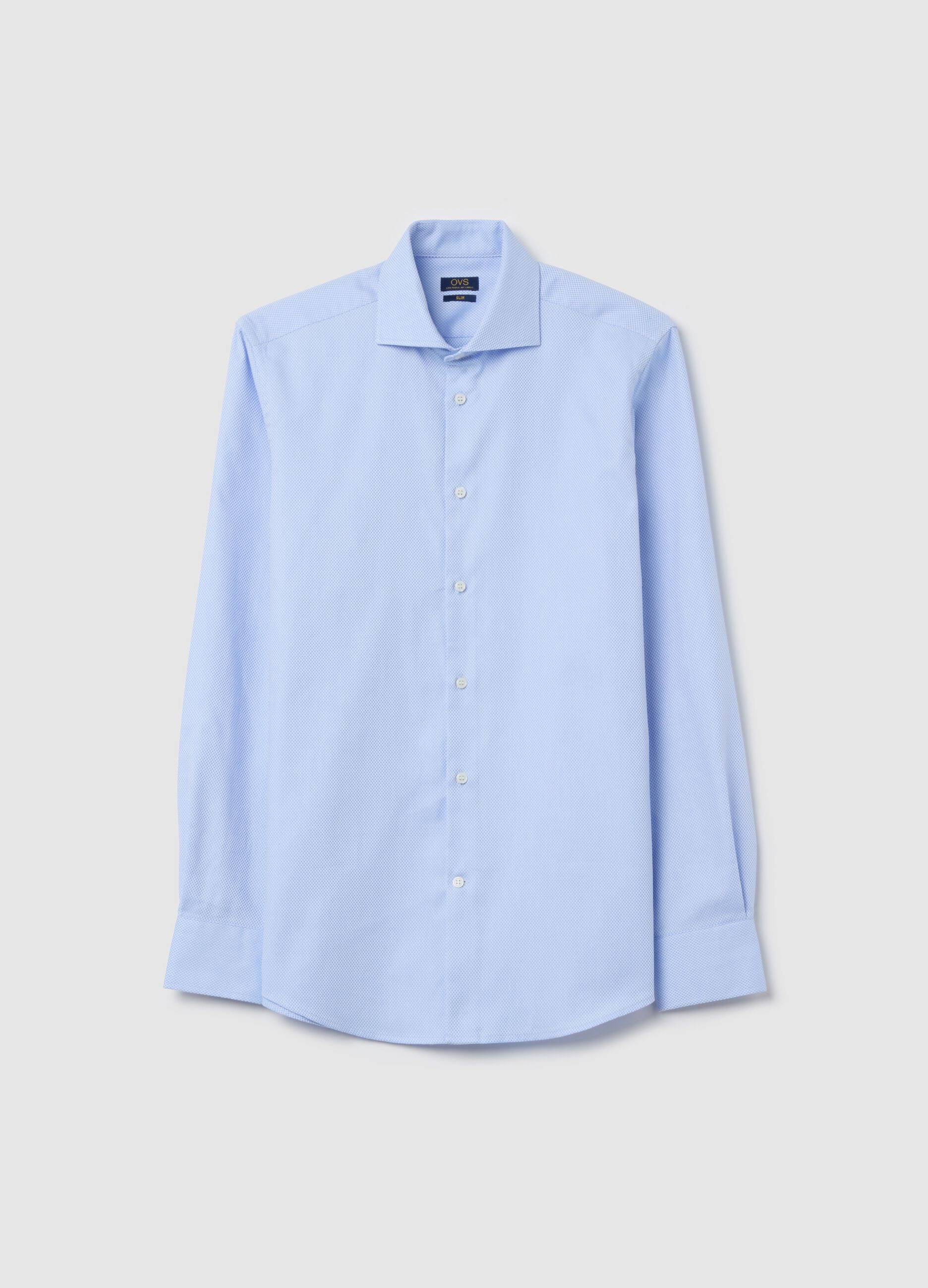 Light blue easy-iron slim-fit shirt