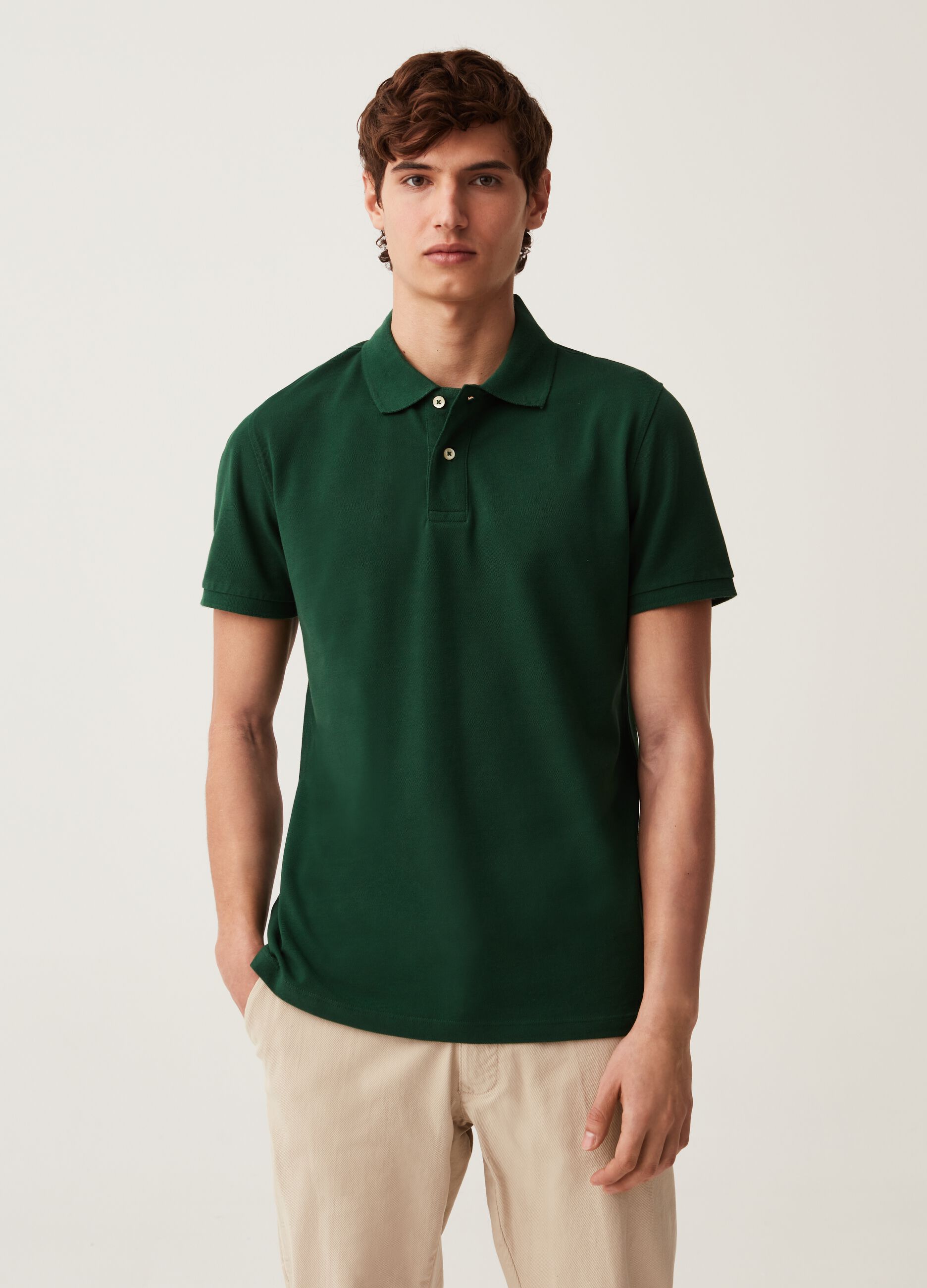 Organic cotton pique polo shirt