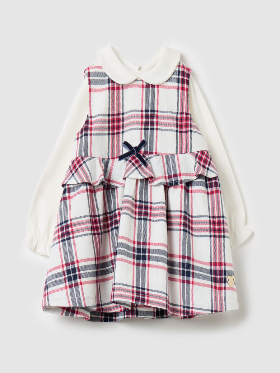 T-shirt and sleeveless dress set with check pattern_0