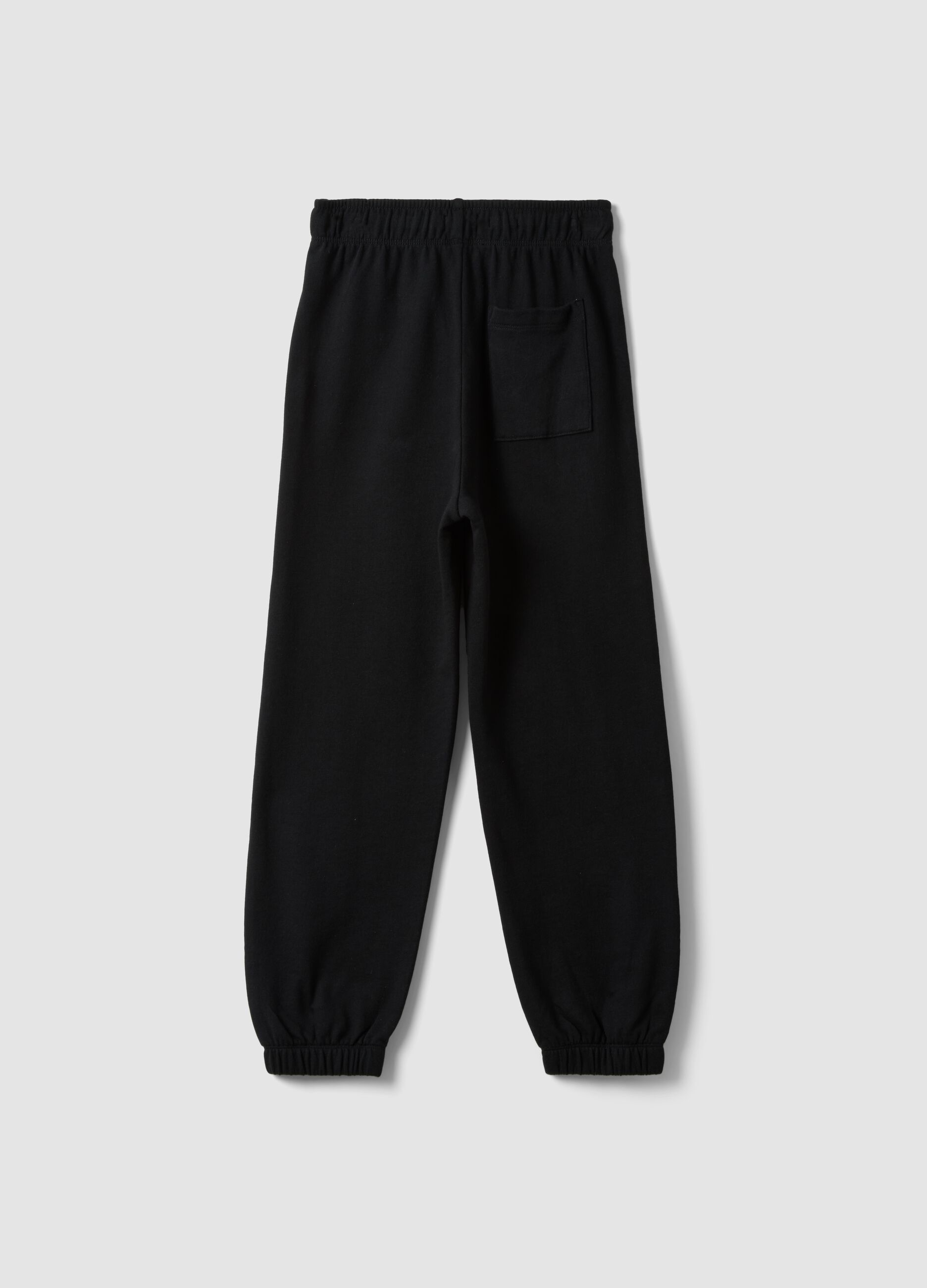 Black pure organic cotton jogger trousers for boys, relaxed fit