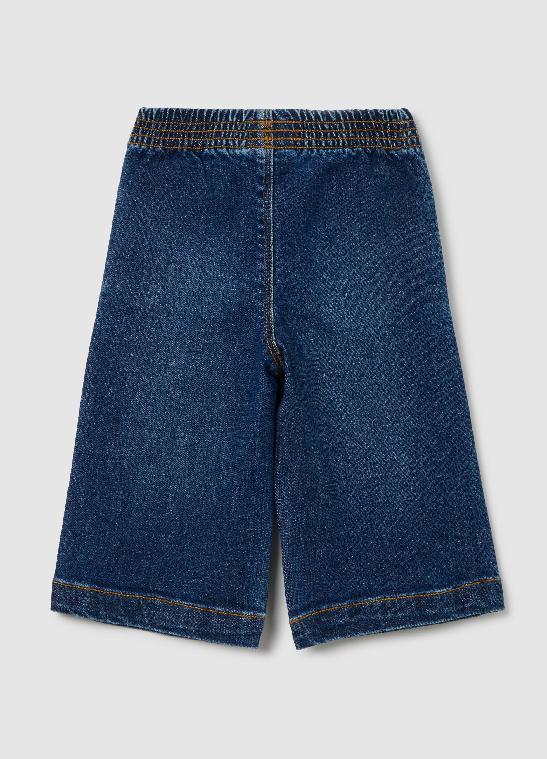 Baby Girl Wide-Leg Blue Denim Trousers