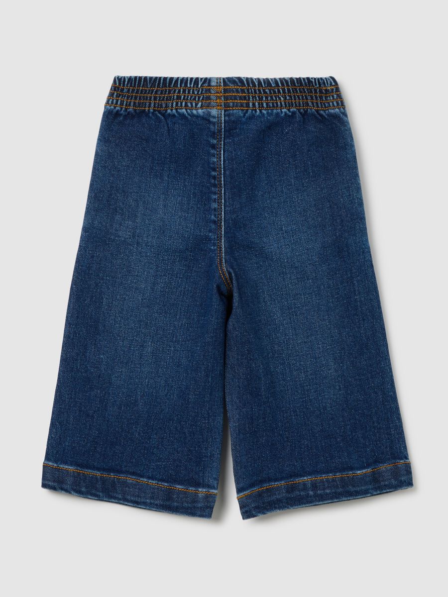 Baby Girl Wide-Leg Blue Denim Trousers_1