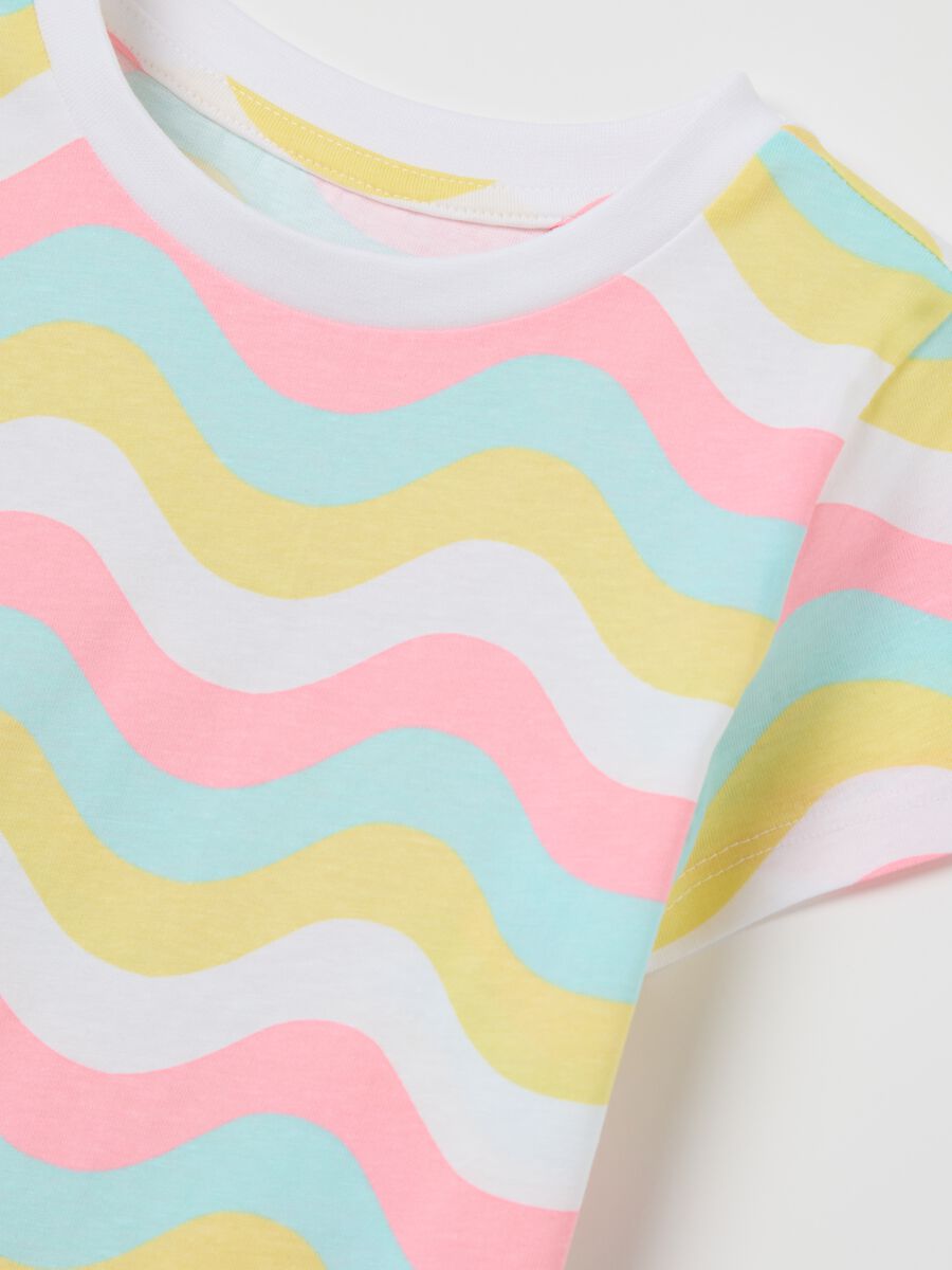 Yellow and white T-shirt in cotton with print_2