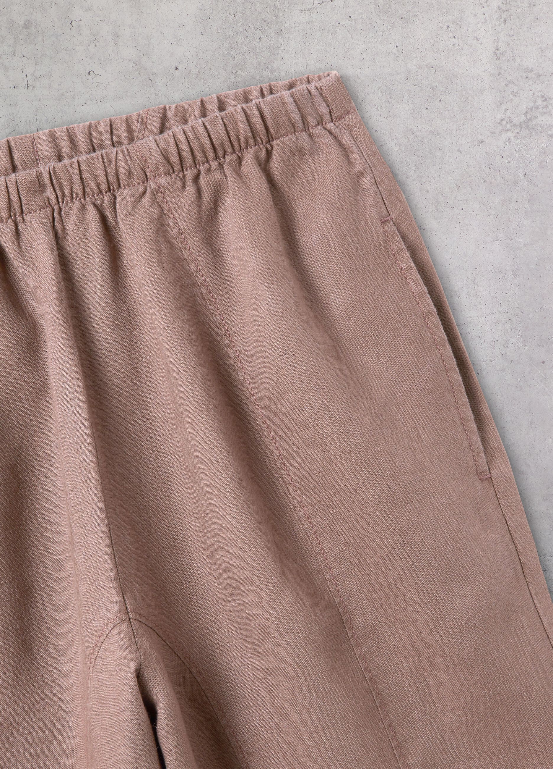 100% Linen Wide-Leg Trousers in Mocha