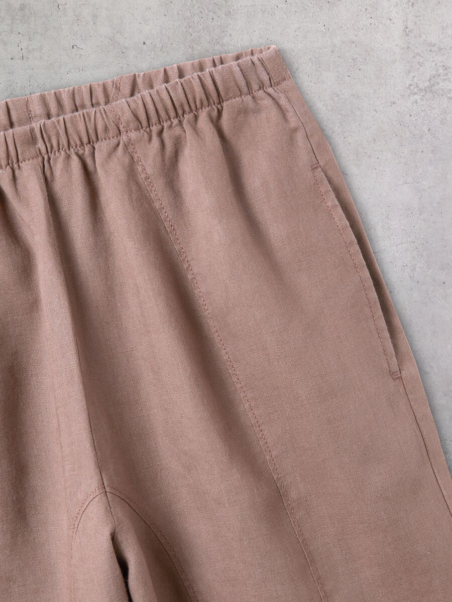 100% Linen Wide-Leg Trousers in Mocha_7