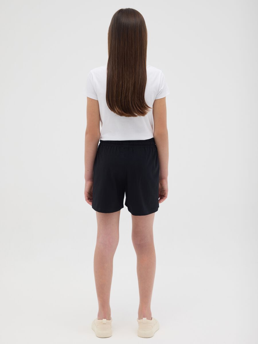 Short da ragazza in puro cotone nero regular fit_1