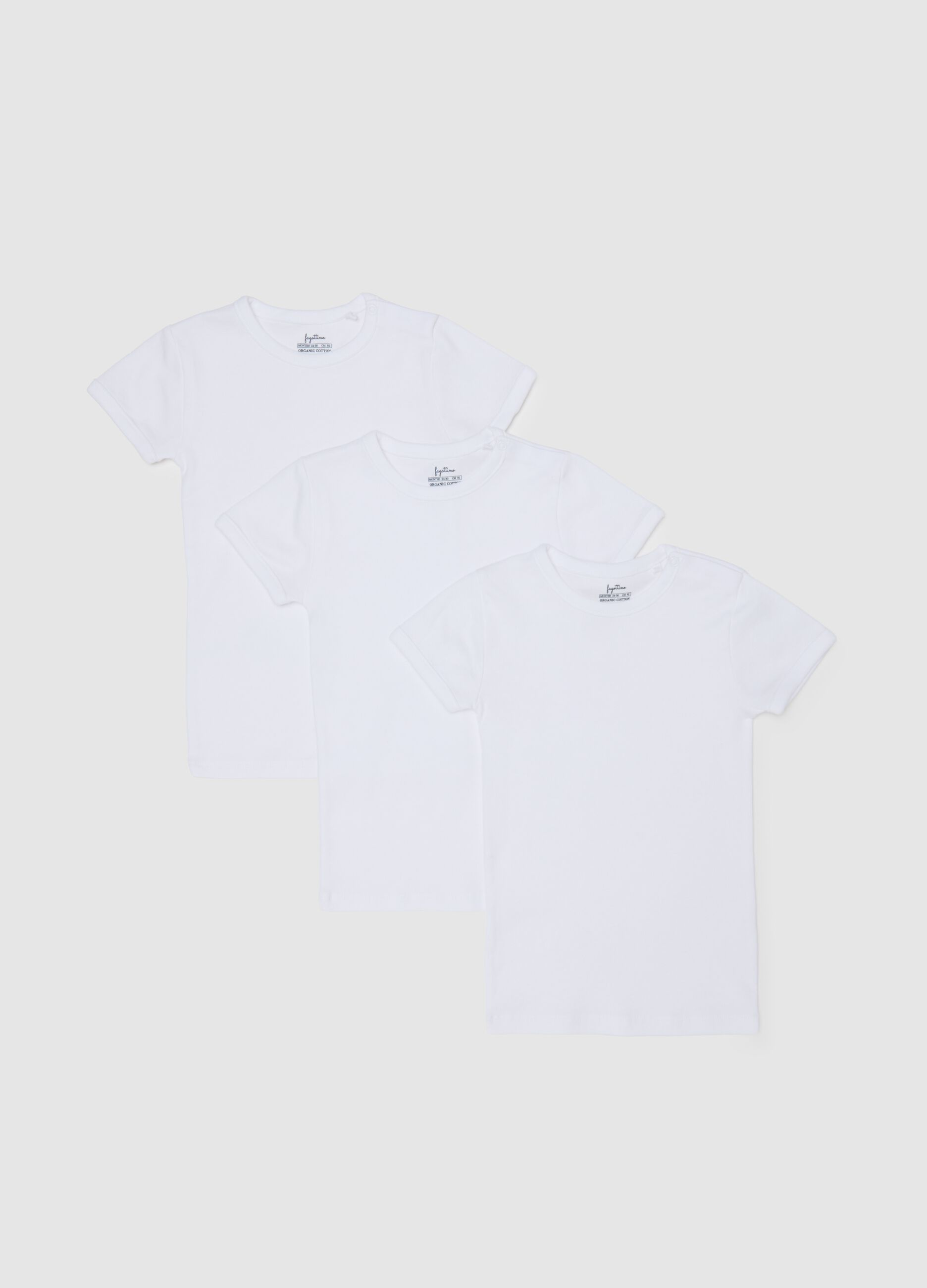 Tripack of infant white t-shirts in pure cotton regular fit