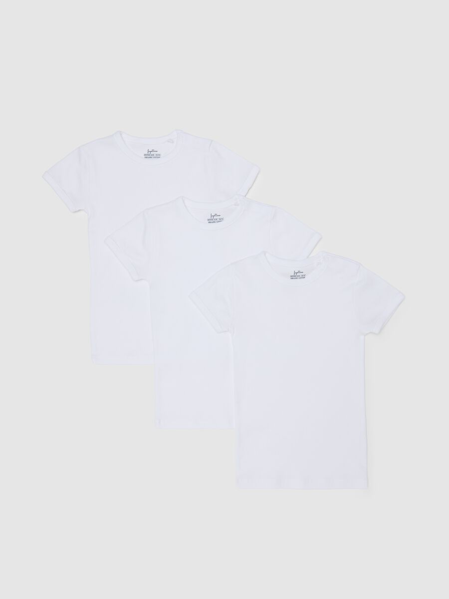 Tripack of infant white t-shirts in pure cotton regular fit_0