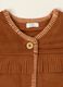 Brown baby girl gilet with fringe details in stretch fabric_1