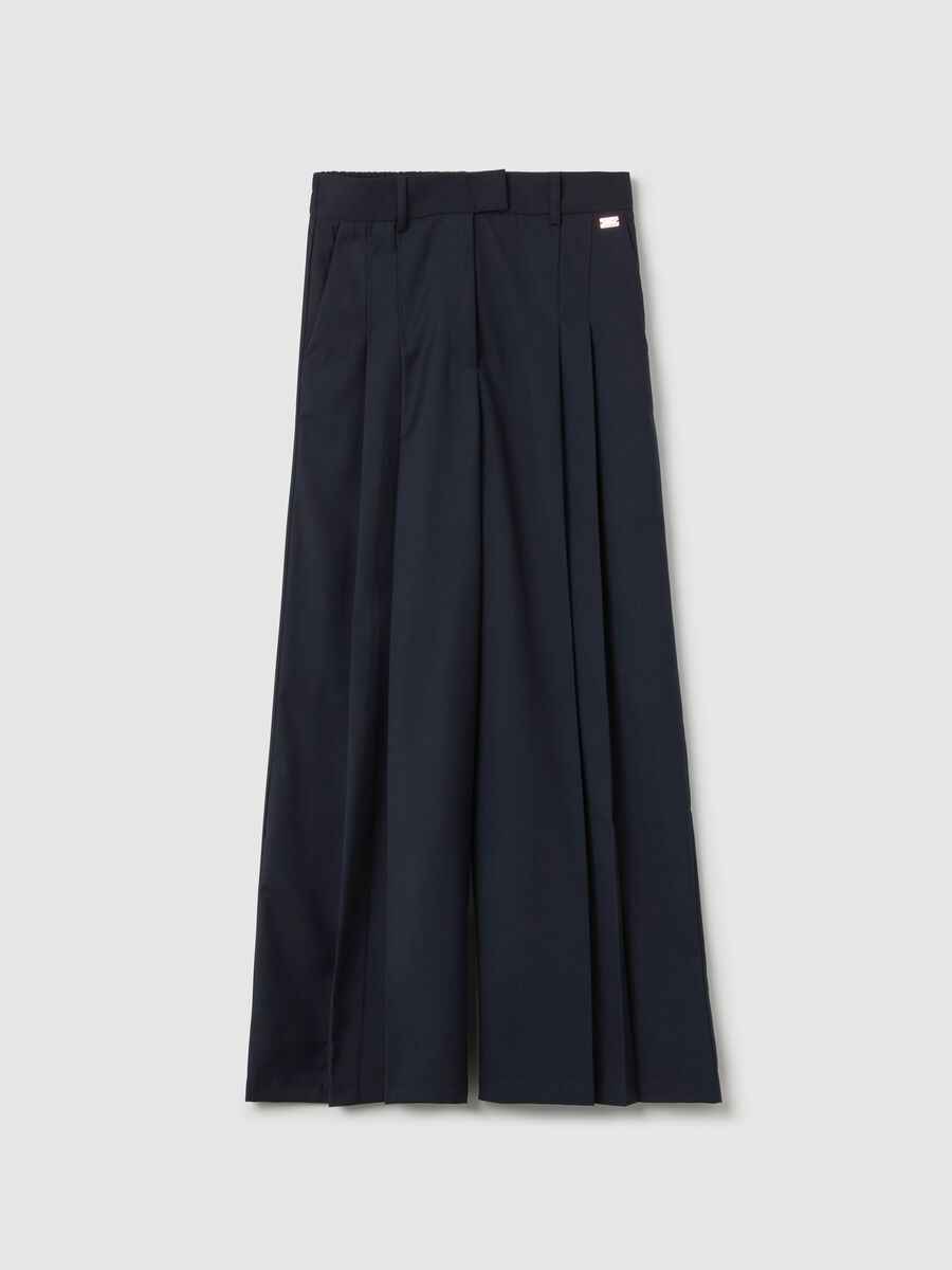 Wide-leg cropped trousers with darts_4