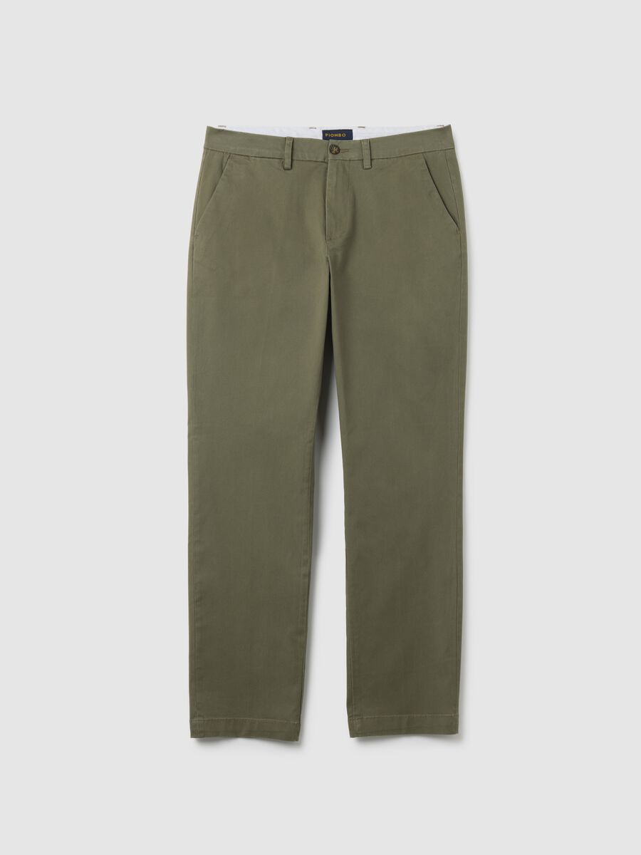 Green stretchy cotton trousers in regular fit_4