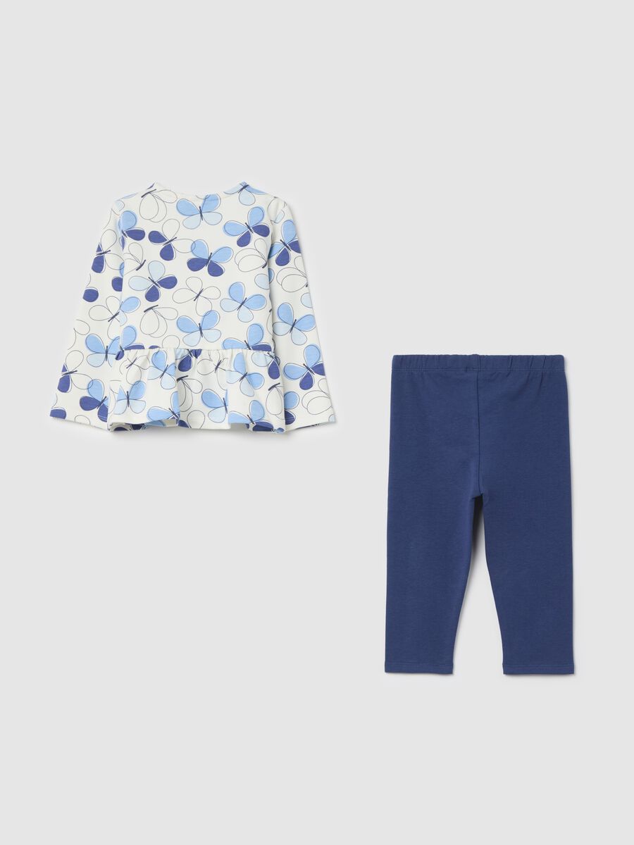 Jogging set in cotone stretch con stampa farfalle_1
