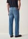 Blue wide-leg pure cotton jeans_2