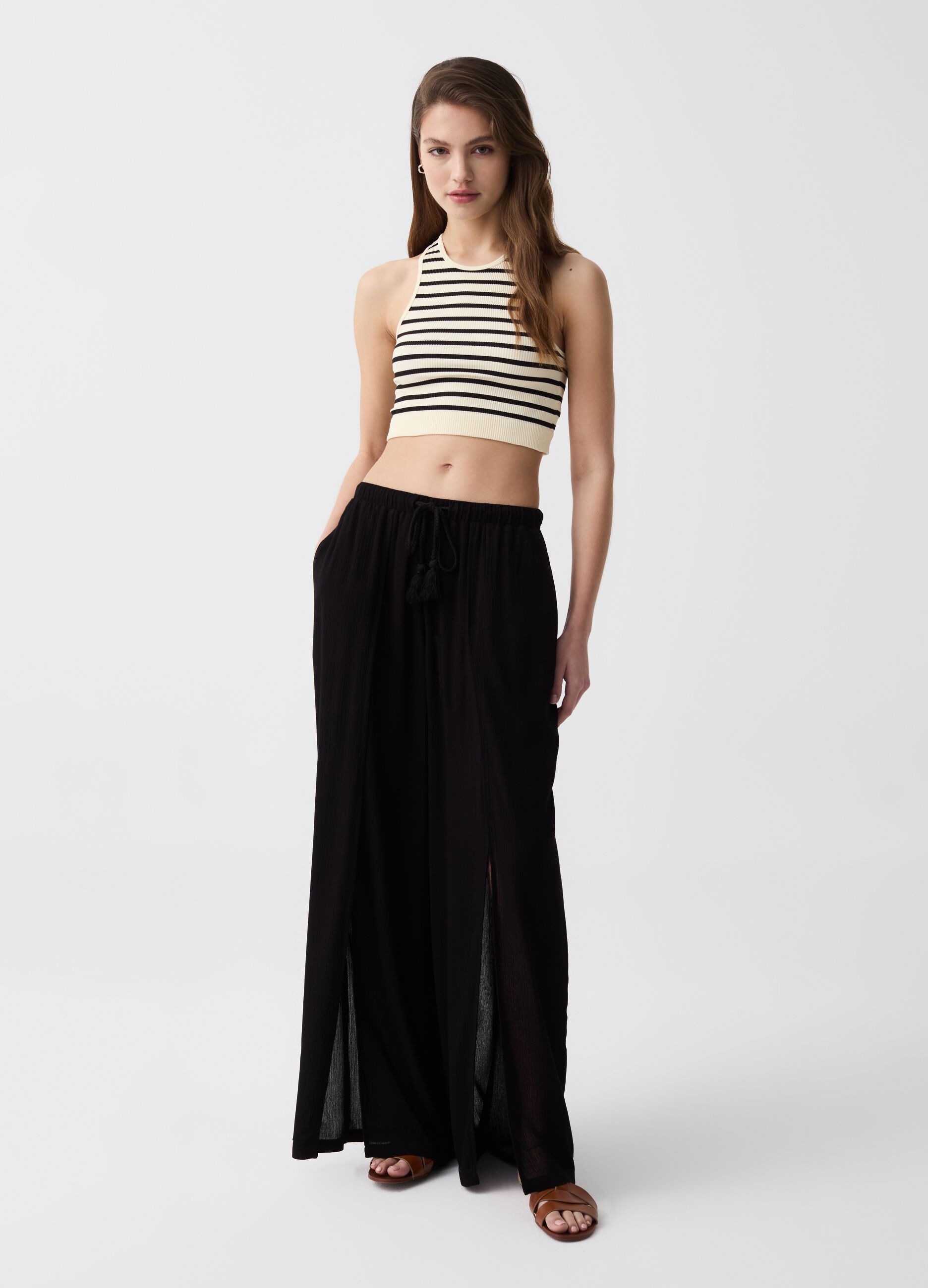 Seamless crop top with stripes