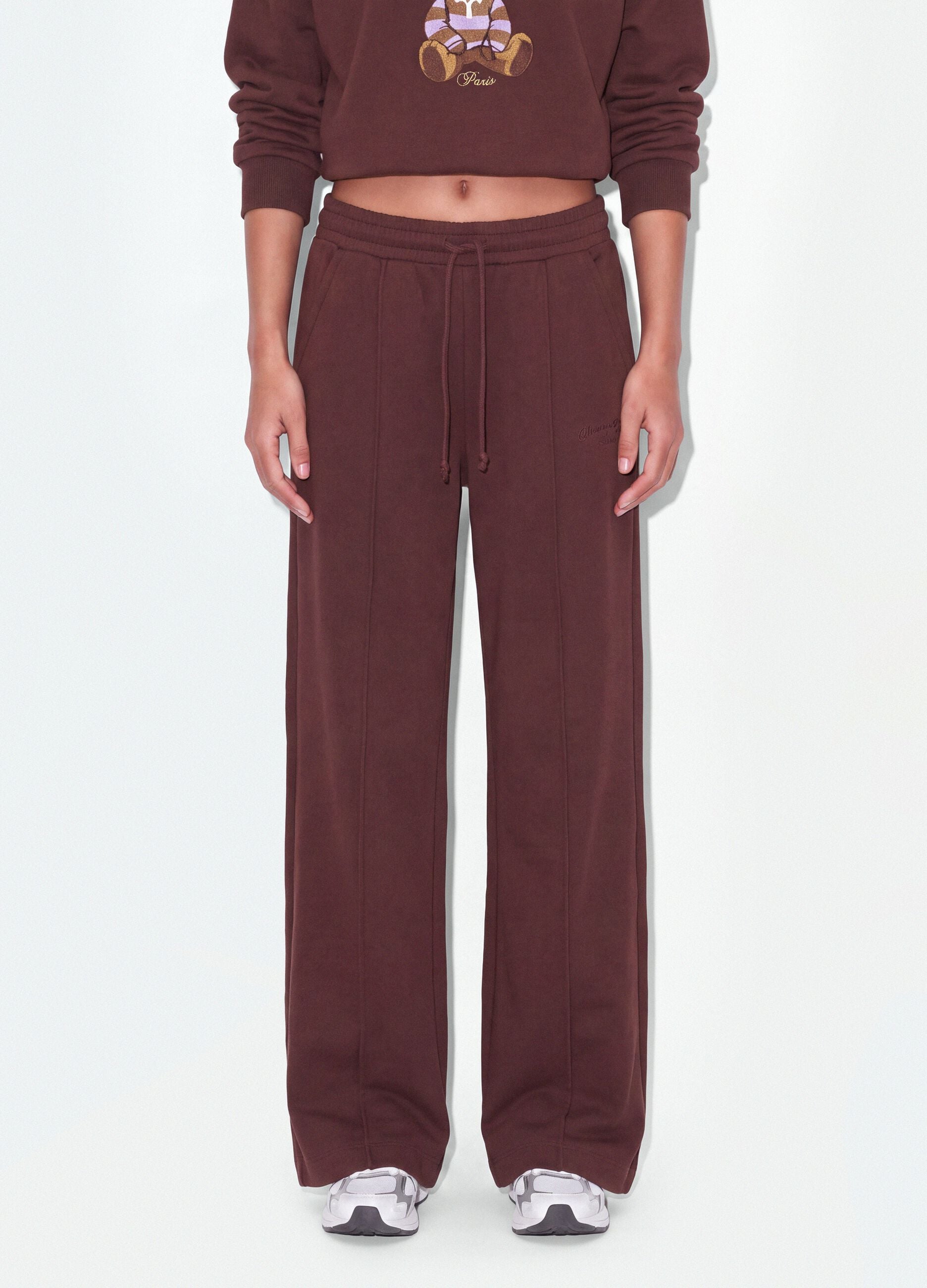 Brown cotton-blend straight-fit joggers