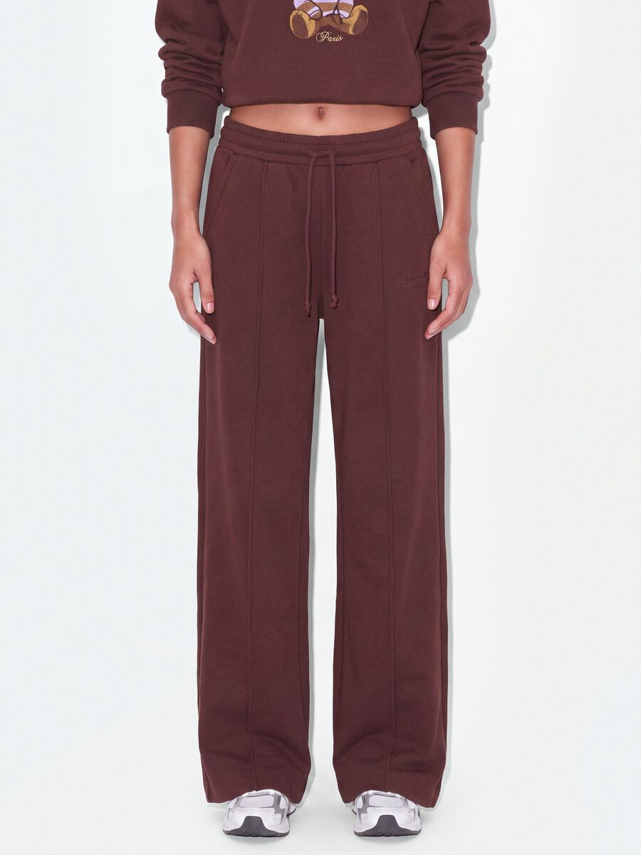 Brown cotton-blend straight-fit joggers_1