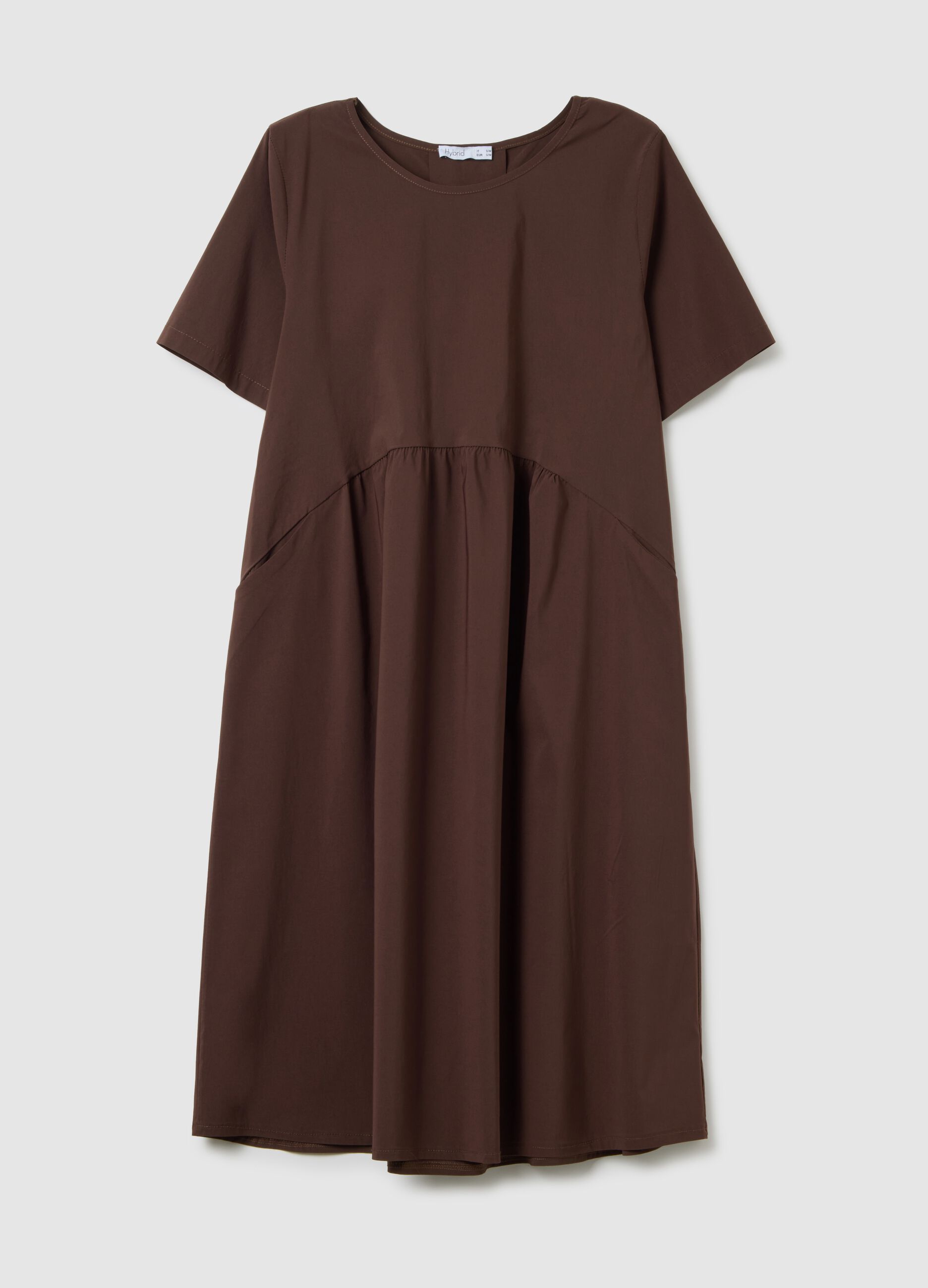Brown viscose-blend women's dress with regular fit