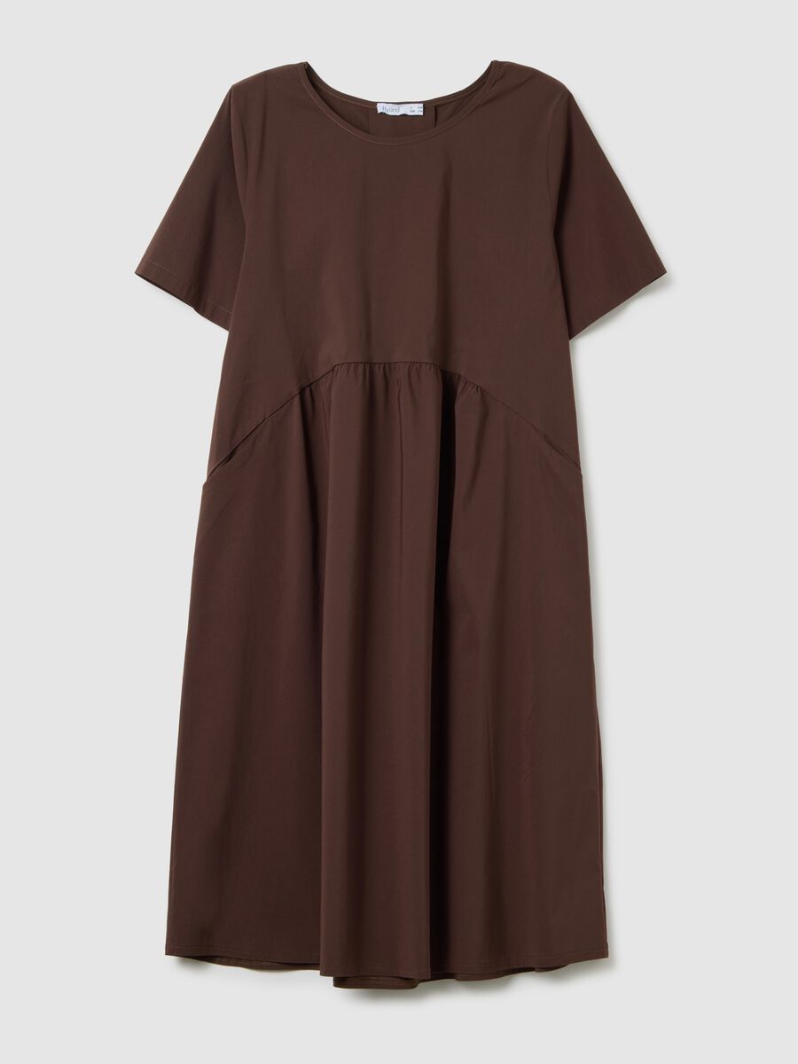 Brown viscose-blend women's dress with regular fit_4