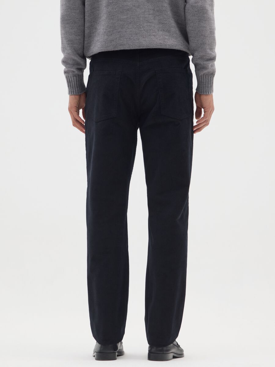 Black Slim Fit Stretch Cotton Trousers_2