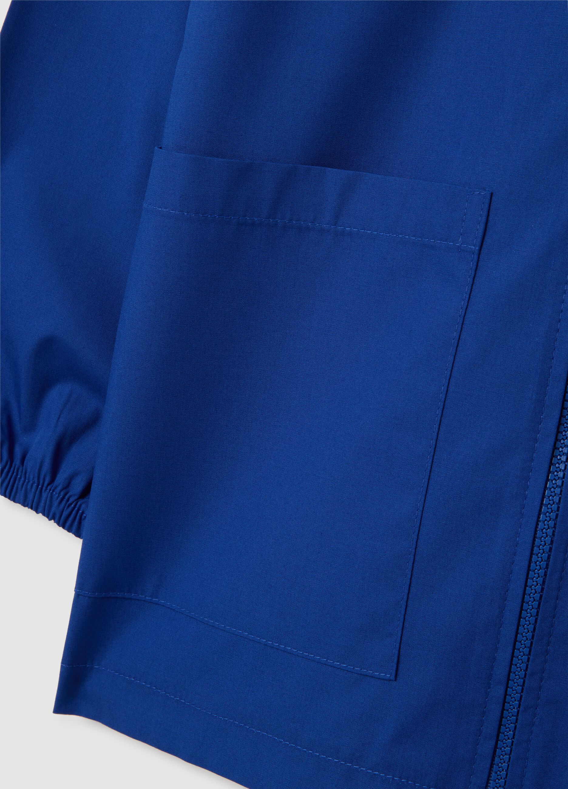 Grembiule scolastico da bambino in misto cotone blu con zip