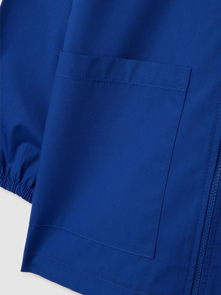Children's blue cotton blend school apron with zip_3
